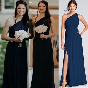 David’s Bridal Marine one-shoulder Bridesmaid S4